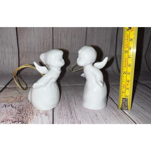 VTG MCM 60’a Pair of Glazed Kissing Angels Figurines Ornaments Christmas Japan - Picture 12 of 13
